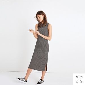 Madewell Ribbed Mockneck Midi Dress in Stripe